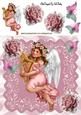 Pretty Angel with Harp and Butterflies 8x8