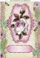 Pink Roses on a Plaque with Butterflies A4