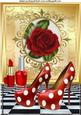 Red Rose, Red Polka Dot Shoes, and Lippy A4