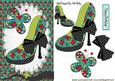 Floral Shoe with Gingham Bow & Butterfly