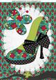 Floral Shoe with Gingham Bow & Butterfly A4