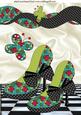Floral Shoe with Gingham Black Bow A4