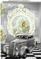 Silver Vintage Car with Cream Roses A4