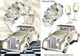 Vintage Wedding Car with White Roses
