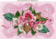 Pretty Cluster of Flowers, on Vintage Lace A4