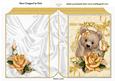 Fuzzy Bear with Pretty Gold Roses Folded Book