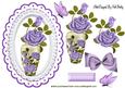 Pretty Purple Roses in a Vase with Butterflies