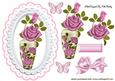 Pretty Pink Roses in a Vase with Butterflies