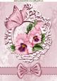 Pink Pansies in Ornate Frame with Border Bow A4