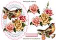 Little Bird on Pretty Edwardian Roses on a Plaque