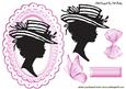 Vintage Silhouette of a Lady in Big Hat on Plaque