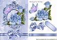 Blue Roses, Butterfly in Ornate Frame with Border Bow