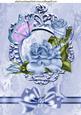 Blue Roses, Butterfly in Ornate Frame with B Order Bow A4