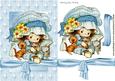 Little Girl and Kittens, with Stars & Bows