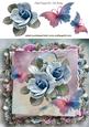 Pretty Blue Roses, Butterflies in Rose Frame 8x8