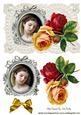Vintage Lady Cameo on Lace with Roses