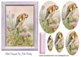 Little Bird in a Frame with Flowers Oval Pyramids