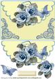 Blue Roses on Cream Scalloped Envelope
