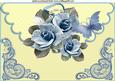 Blue Rose on Cream Scalloped Envelope A4