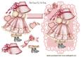 Little Vintage Bonnet Girl with Pink Heart