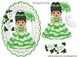 Pretty in Green with White Roses Vintage Girl