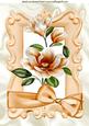 Peach Magnolias with Bow A4