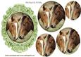 Pair of Horses in Green Frame Oval Pyramids