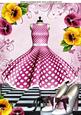 Pink Polkadot Dress with Shoes and Pansies A4