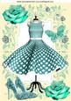 Turq Polkadot Dress in Floral Frame A4