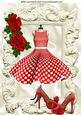 R3ed Polkadot Dress with Red Roses A4