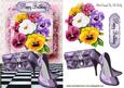 Lilac Shoes and Handbag with Pansies