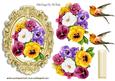 Colourful Pansies in Gold Ornate Frame