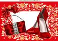Red Shoes with Diamante Bag A4