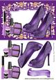 Purple Sparkle Shoes with Makeup in Floral Frame