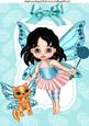 Cute Faerie in Turq with Her Faerie Kitty A4