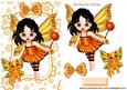 Cute Faerie in Gold with Her Faerie Kitty