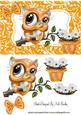 Cute Little Owl on a Branch with Flowers