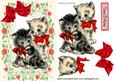 Vintage Kittens in Red Rose Frame with Bow