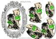 Vintage Kittens in Green Bows Oval Pyramids