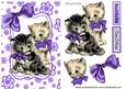 Vintage Kittens in Purple Floral Frame