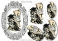 Vintage Kittens with Silver Bows, Oval Pyramids