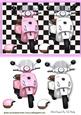 Pink and White Vespa Scooter in Frame
