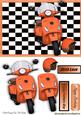 Orange Vespa Scooter with Helmet