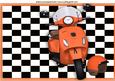 Orange Vespa Scooter with Helmet A4