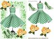 Green Polkadot Dress with Roses & Shoes