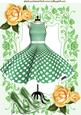 Green Polkadot Dress with Roses A4