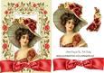 Vintage Lady in Big Hat in Rose Frame