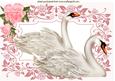Beautiful White Swans in Floral Frame A4