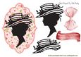 Silhouette of a Vintage Lady in Flower Hat