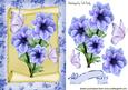 Blue Flowers on a Scroll with Butterflies